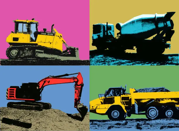 Vector illustration of Construction Vehicles