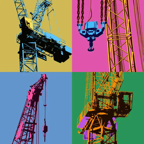 Vector illustration of Construction Cranes
