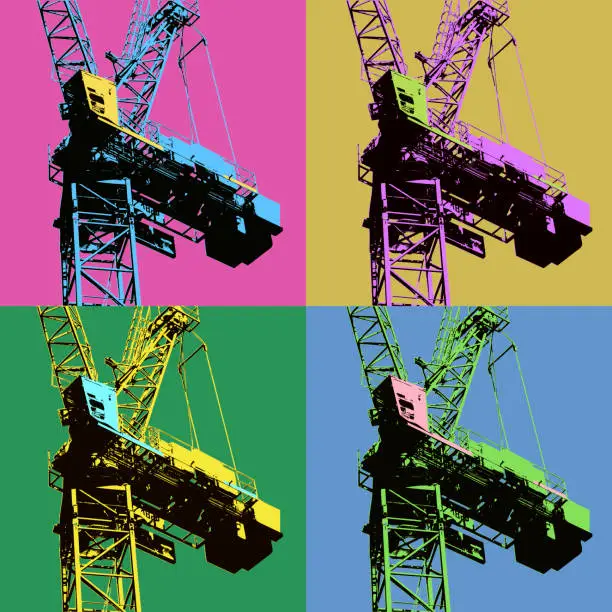 Vector illustration of Construction Cranes