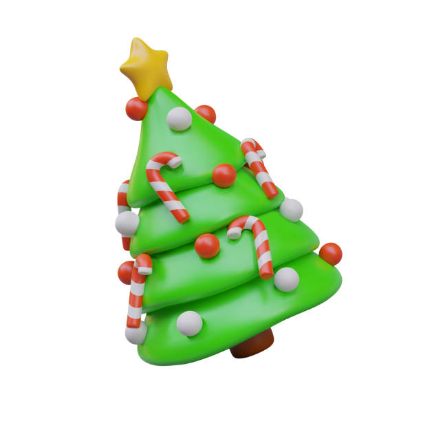 istock Christmas tree with toys in cartoon style. Present for new year holiday 2105054093