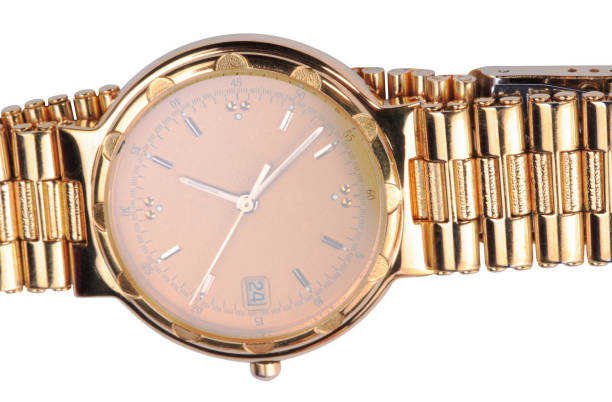 gold plated watches isolated stock photo