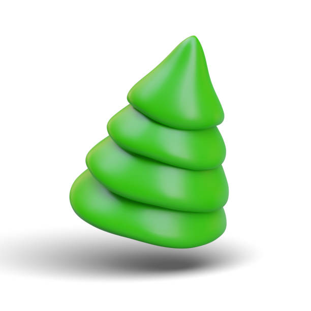 istock Christmas tree in cartoon style with shadow. Sweet candy, gift or present for new year holiday 2105064321