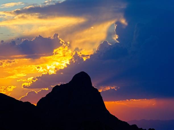Dramatic colorful arid landscape through Big Bend national park, Texas.