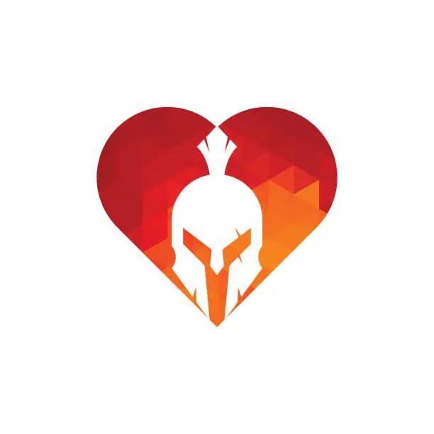 Vector illustration of Spartan heart shape concept   design.