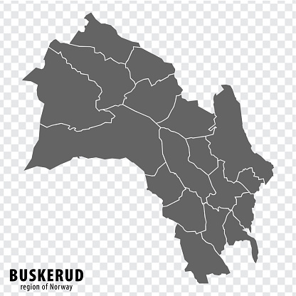 Blank map Buskerud County of  Norway. High quality map Buskerud County on transparent background for your web site design, logo, app, UI.  Norway.  EPS10.