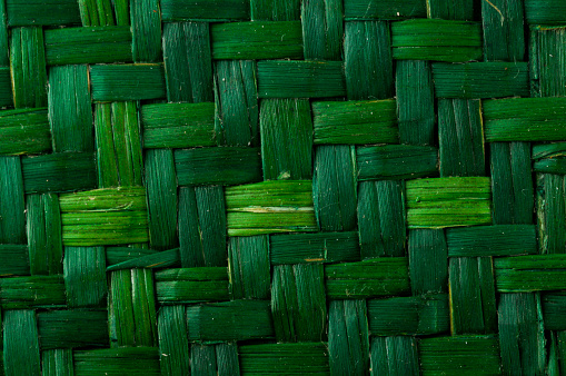 Green Vimini Bamboo weaving texture background pattern