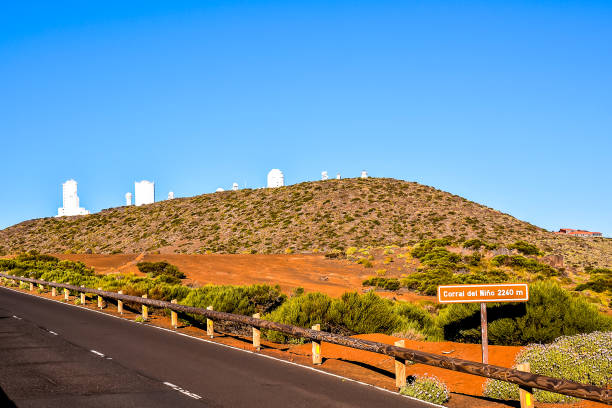 Telescopes of the Teide Astronomical Observatory Telescopes of the Teide Astronomical Observatory in Tenerife, Spain. observatory tenerife canary islands el teide national park stock pictures, royalty-free photos & images