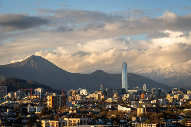 istock Santiago de Chile and the snowy Andes at sunset 2105149740