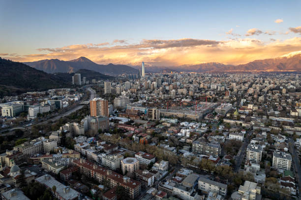 istock Santiago de Chile and the snowy Andes at sunset 2105149743