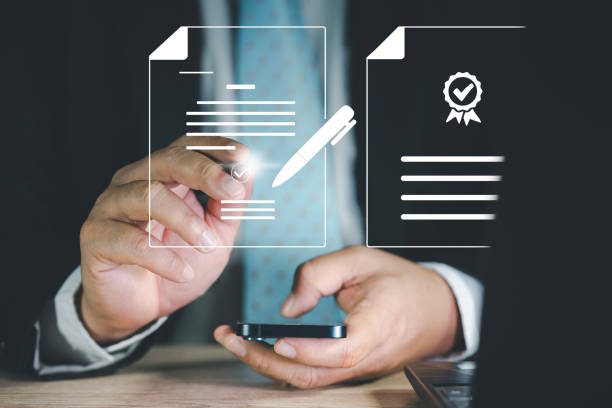 istock businessman signs form agreement online technology on the tablet. 2105167688