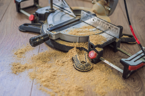 Electrical saw with circular blade for wood.