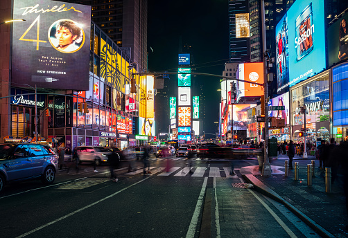New York City, USA - December 8, 2024: Times Square at night, New York City