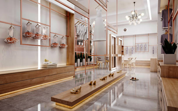 istock 3d render of retail cloth shop, fashion store 2105288607