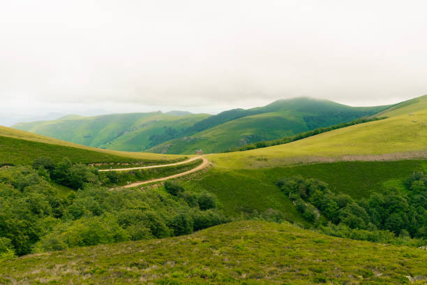 hiking trail in the Pyrenees mountains, Spain. High quality photo