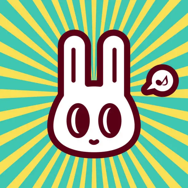 Vector illustration of Cute character design of a cute bunny looking to his left side