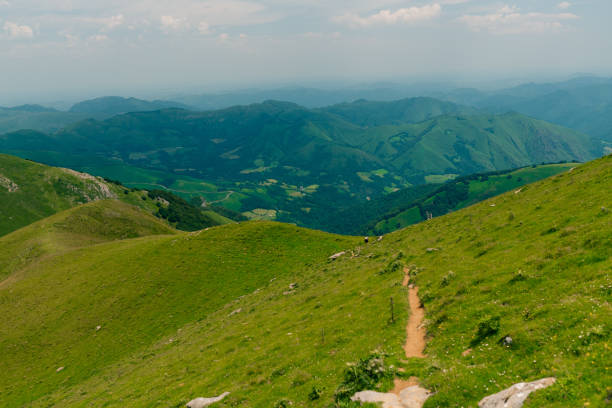 hiking trail in the Pyrenees mountains, Spain. High quality photo