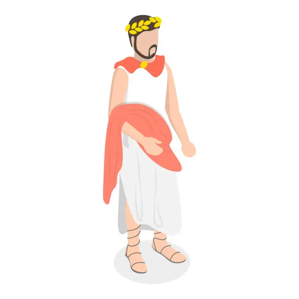 Vector illustration of 3D Isometric Flat Vector Set of Ancient Roman Characters. Item 4