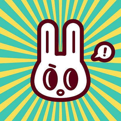 Animal characters vector art illustration.
Cute character design of a cute bunny looking to his left side in surprise.
