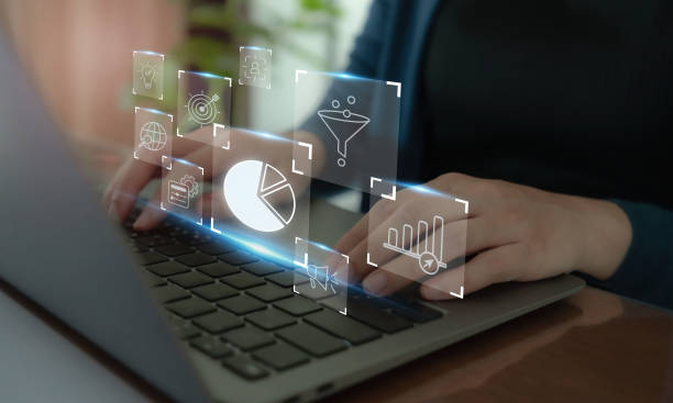 istock Increasing market share with digital marketing strategy concept. Marketing technology and automation. Data driven, prediction, contextual, augmented and agile marketing. Digital performance management 2105487177