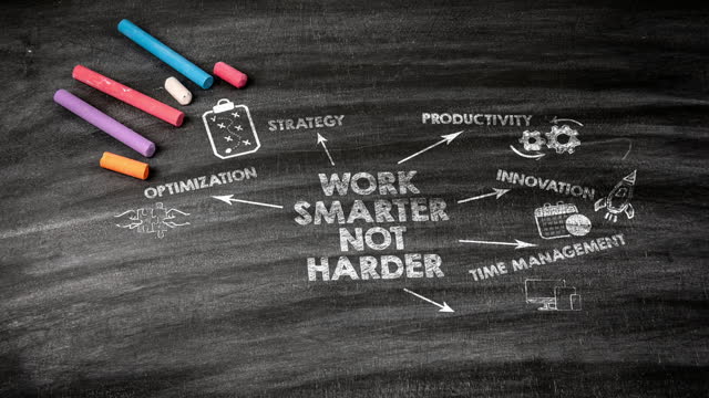 Work Smarter Not Harder. Chart on a chalkboard background