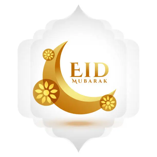 Vector illustration of beautiful eid mubrak wishes background with 3d crescent