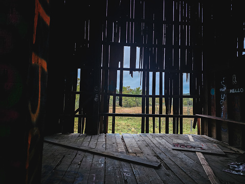 Forgotten barn in an abandoned town.