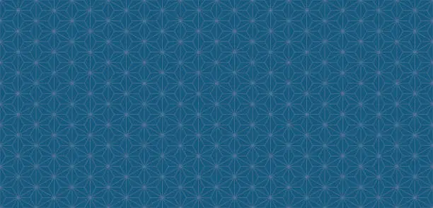 Vector illustration of Indigo blue Japanese traditional pattern “Asanoha (hemp leaf)”