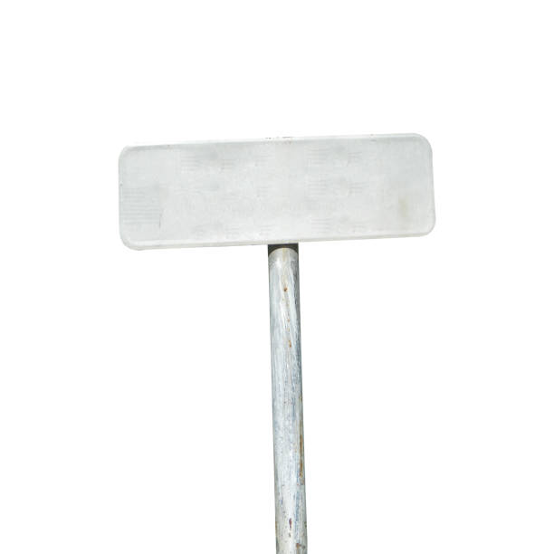 Metal blank board sign isolated on white. empty signage