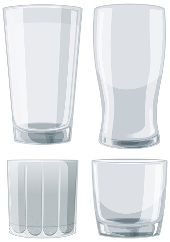Vector illustration of various empty glasses