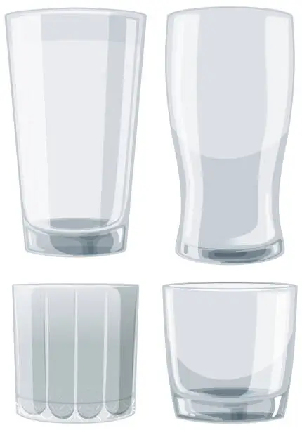 Vector illustration of Vector illustration of various empty glasses