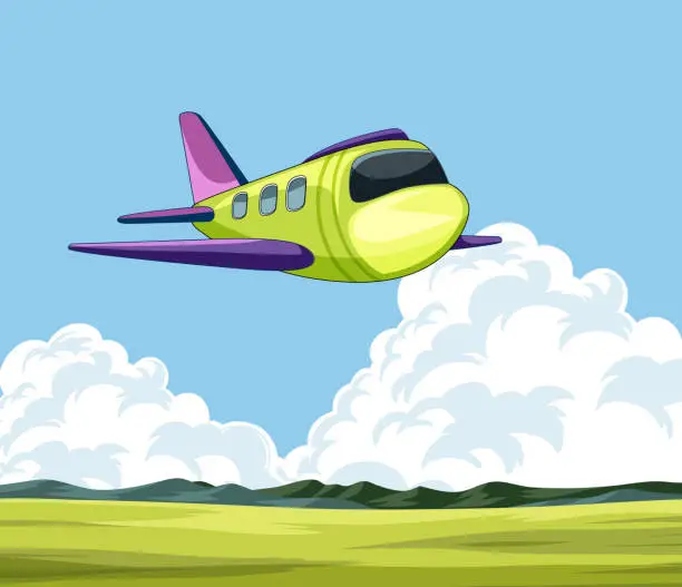 Vector illustration of Vector illustration of a plane flying in the sky