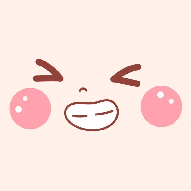 Vector illustration of Vector hand drawn flat design kawaii face