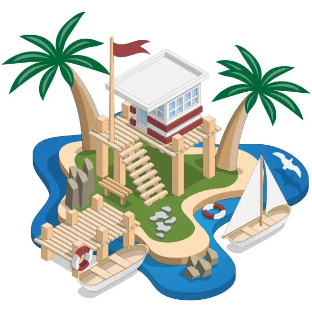 Vector illustration of Lifeguard tower.
