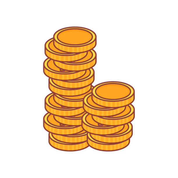 Vector gold coins stack set on white background Vector gold coins stack set on white background background of a euro coins stock illustrations