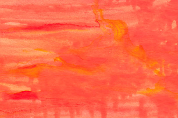 red and orange painted watercolor background on papwe texture