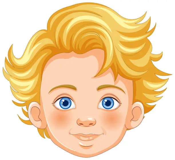 Vector illustration of Illustration of a young boy with bright blue eyes