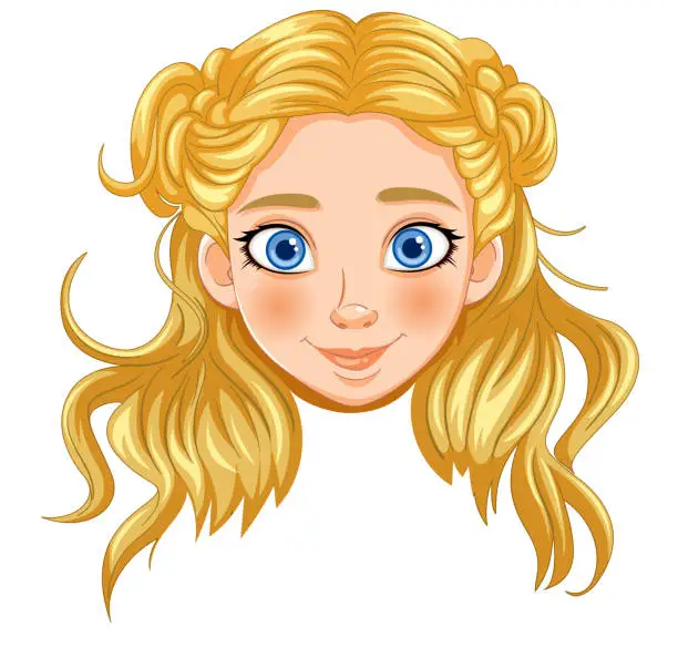 Vector illustration of Illustration of a young girl with blue eyes and blonde hair.