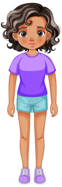 Vector illustration of Cartoon of a happy young girl standing