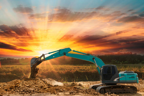 istock Crawler Excavator digging the soil,In the construction site 2105992524