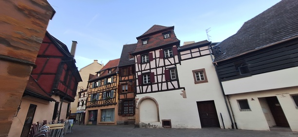 Bad Windsheim, Germany, January 25, 2024 - Half-timbered houses in the historic old town of Bad Windsheim, Bavaria.