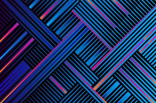 Multi-Layered technology background with colorful striped lines