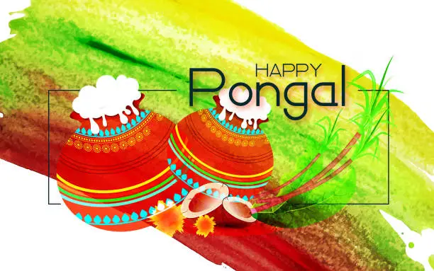 Vector illustration of Happy Pongal Background Design Template