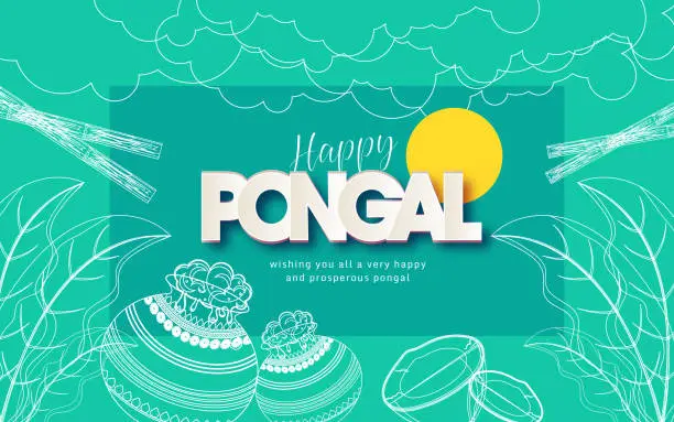 Vector illustration of Happy Pongal Background Design Template