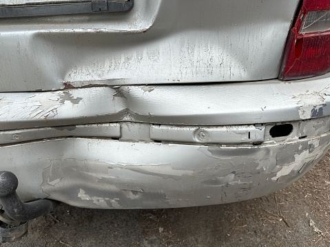 Broken car bumper close-up