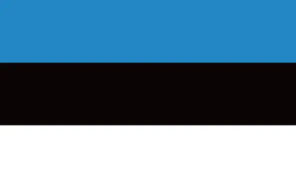 Vector illustration of Estonia flag. Standard size. The official ratio. A rectangular flag. Standard color. Flag icon. Digital illustration. Computer illustration. Vector illustration.
