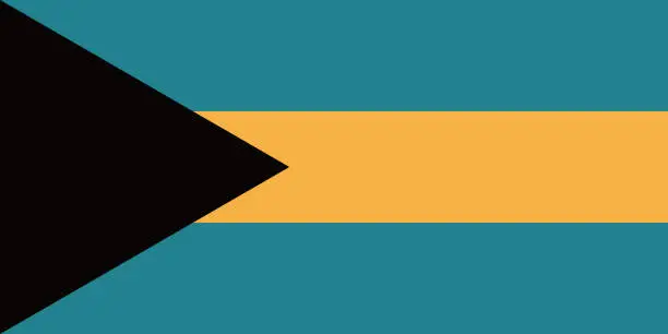 Vector illustration of Bahamas flag. Standard size. The official ratio. A rectangular flag. Standard color. Flag icon. Digital illustration. Computer illustration. Vector illustration.