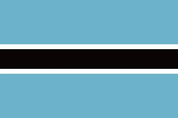 Vector illustration of Botswana flag. Standard size. The official ratio. A rectangular flag. Standard color. Flag icon. Digital illustration. Computer illustration. Vector illustration.