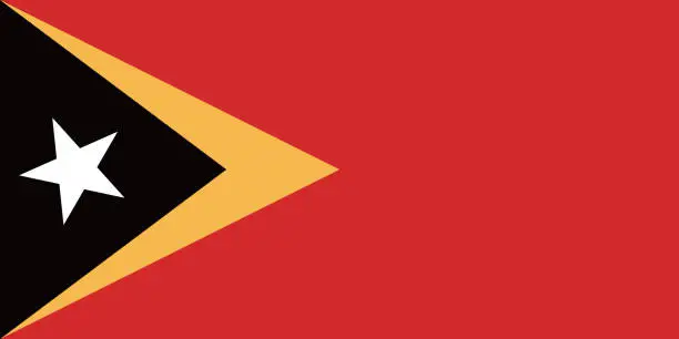 Vector illustration of East Timor flag. Standard size. The official ratio. A rectangular flag. Standard color. Flag icon. Digital illustration. Computer illustration. Vector illustration.