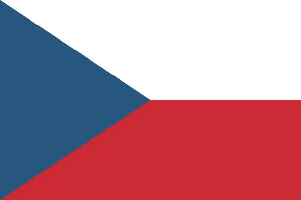 Vector illustration of Czech flag. Standard size. The official ratio. A rectangular flag. Standard color. Flag icon. Digital illustration. Computer illustration. Vector illustration.