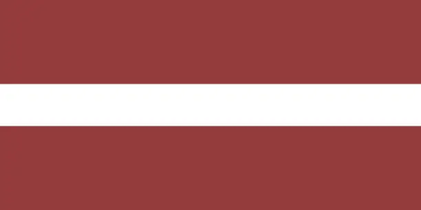 Vector illustration of Latvia flag. The official ratio. Standard size. A rectangular flag. Standard color. Flag icon. Digital illustration. Computer illustration. Vector illustration.